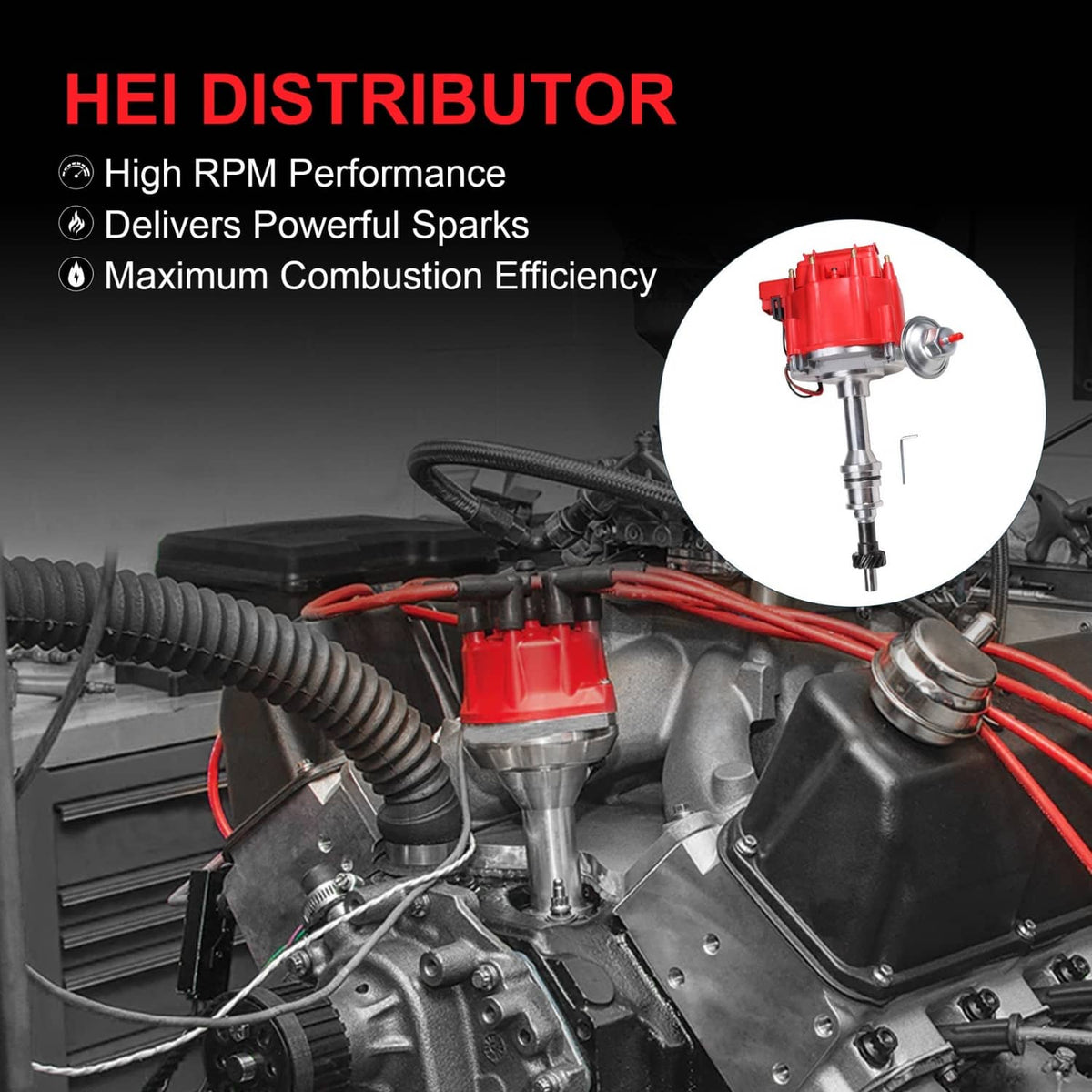 Solidspare HEI Distributor For Ford 429 400 460 351C 351M W/ Module 65,000 KV Coil 7500 RPM