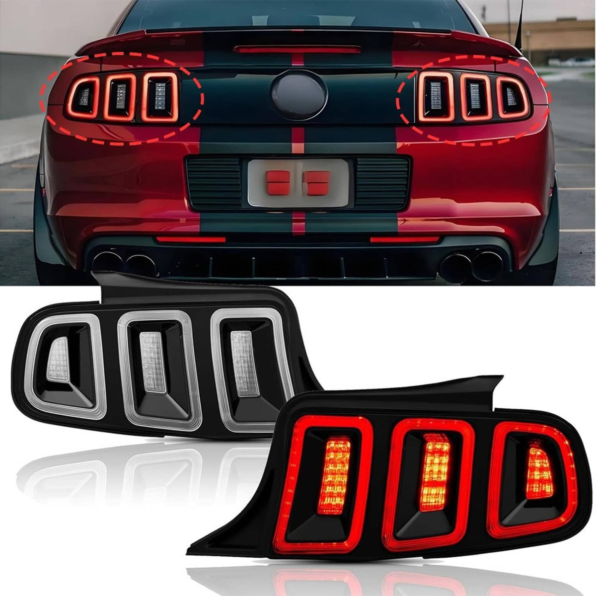 Solidspare For 2010-2014 Ford Mustang Full LED w/ Sequential Tail Lights Black Brake Lamps