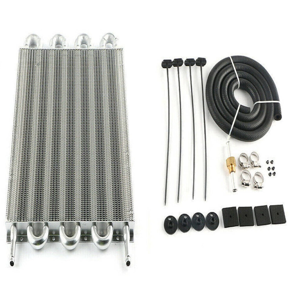 Solidspare 8 Rows Universal Aluminum Remote Transmission Oil Cooler Radiator Converter Kit