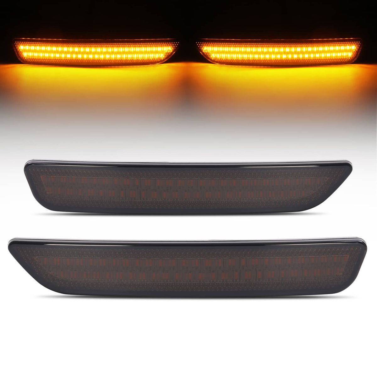 Solid Spare 2XLED Front Bumper Side Marker Light Smoke Lens Amber For Ford Mustang 2010-2014