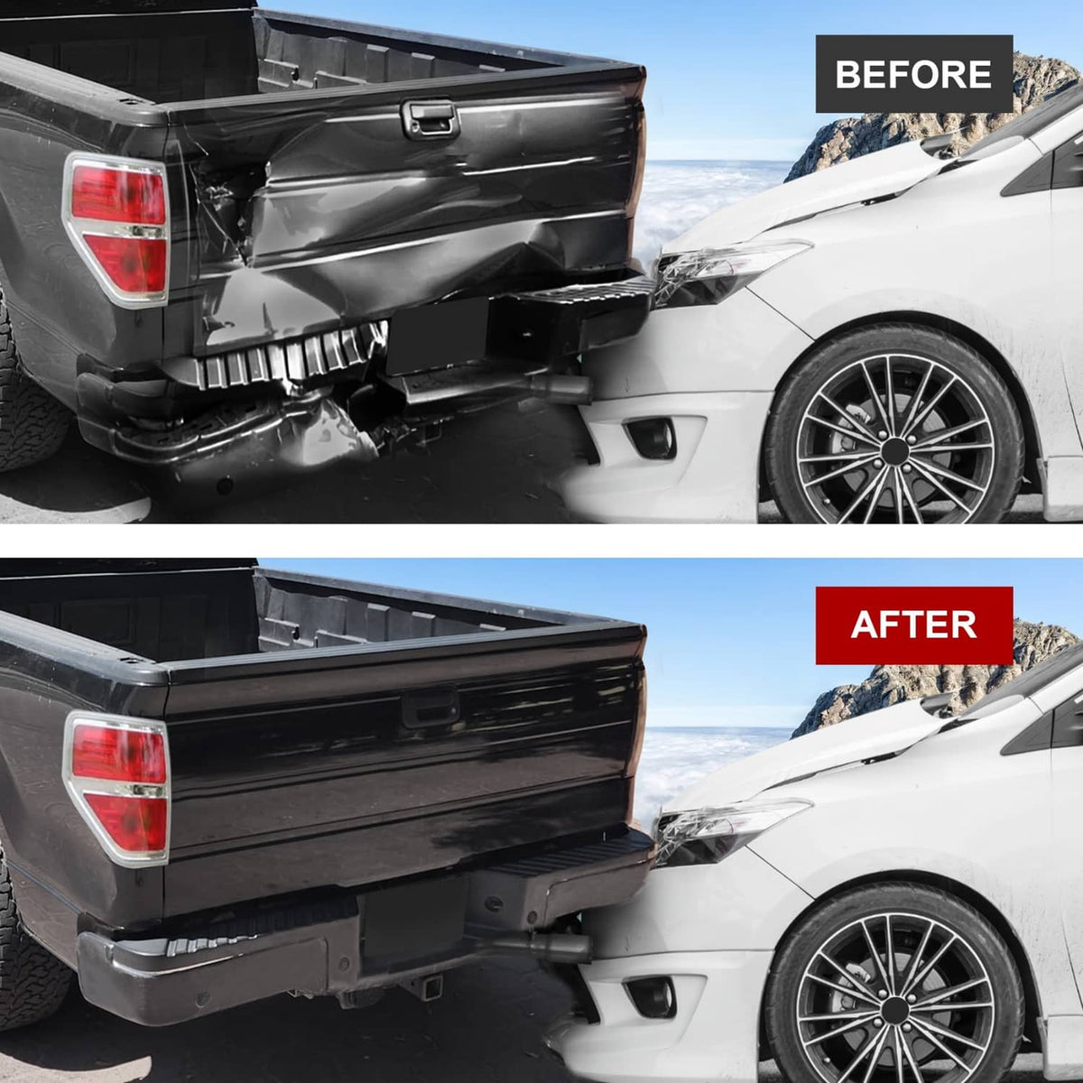 Solidspare Rear Step Bumper For Ford F-150 F150 2009-2014 with Parking Sensor Holes Black