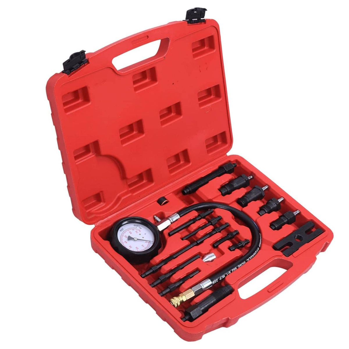 Solidspare 16 Pcs Diesel Engine Compression Gauge Tester Cylinder Pressure Test Tool Kit