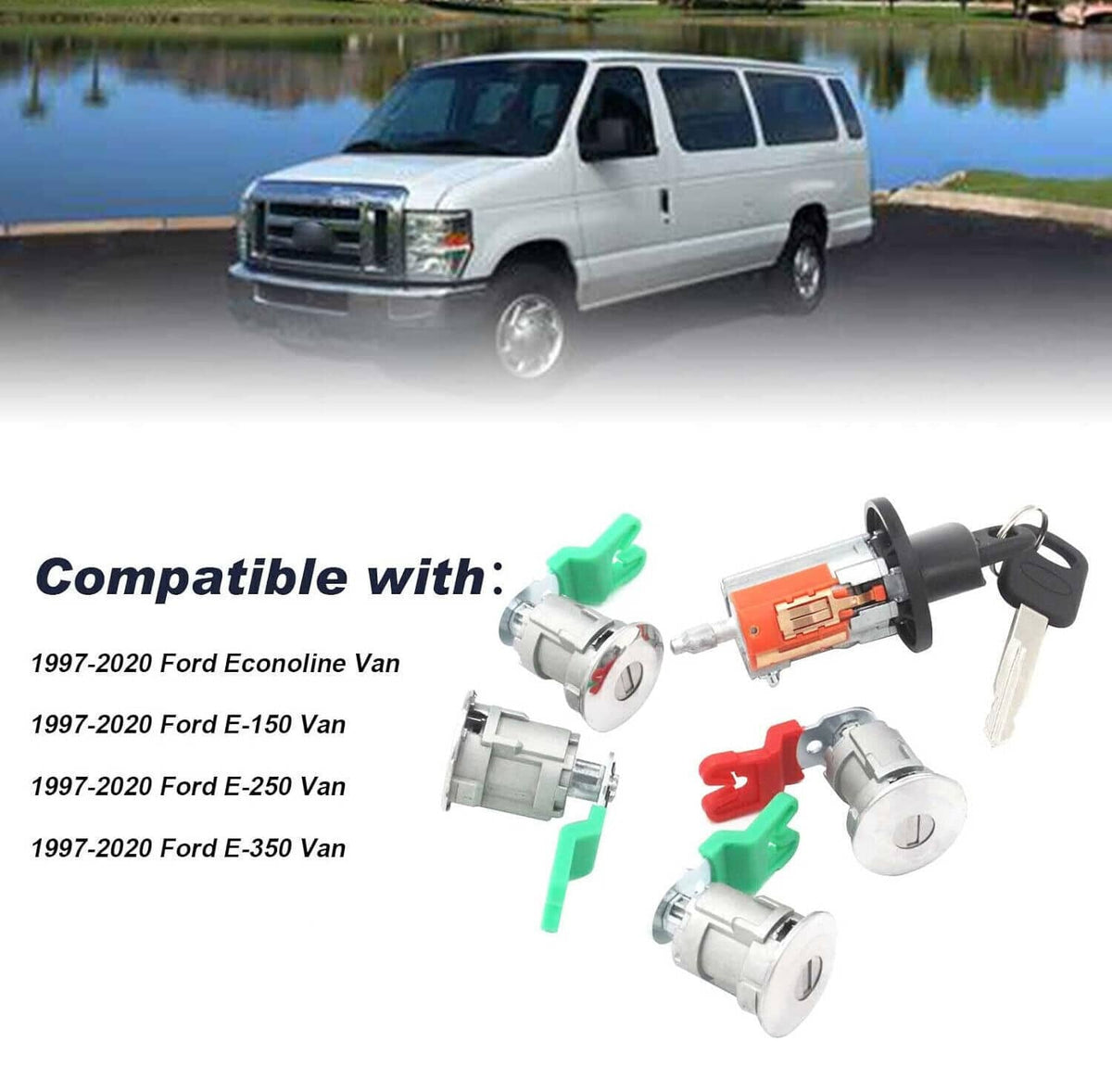 Solidspare Ignition & Door Lock Cylinder KEYED ALIKE For Ford Econoline Van E150 E250 E350