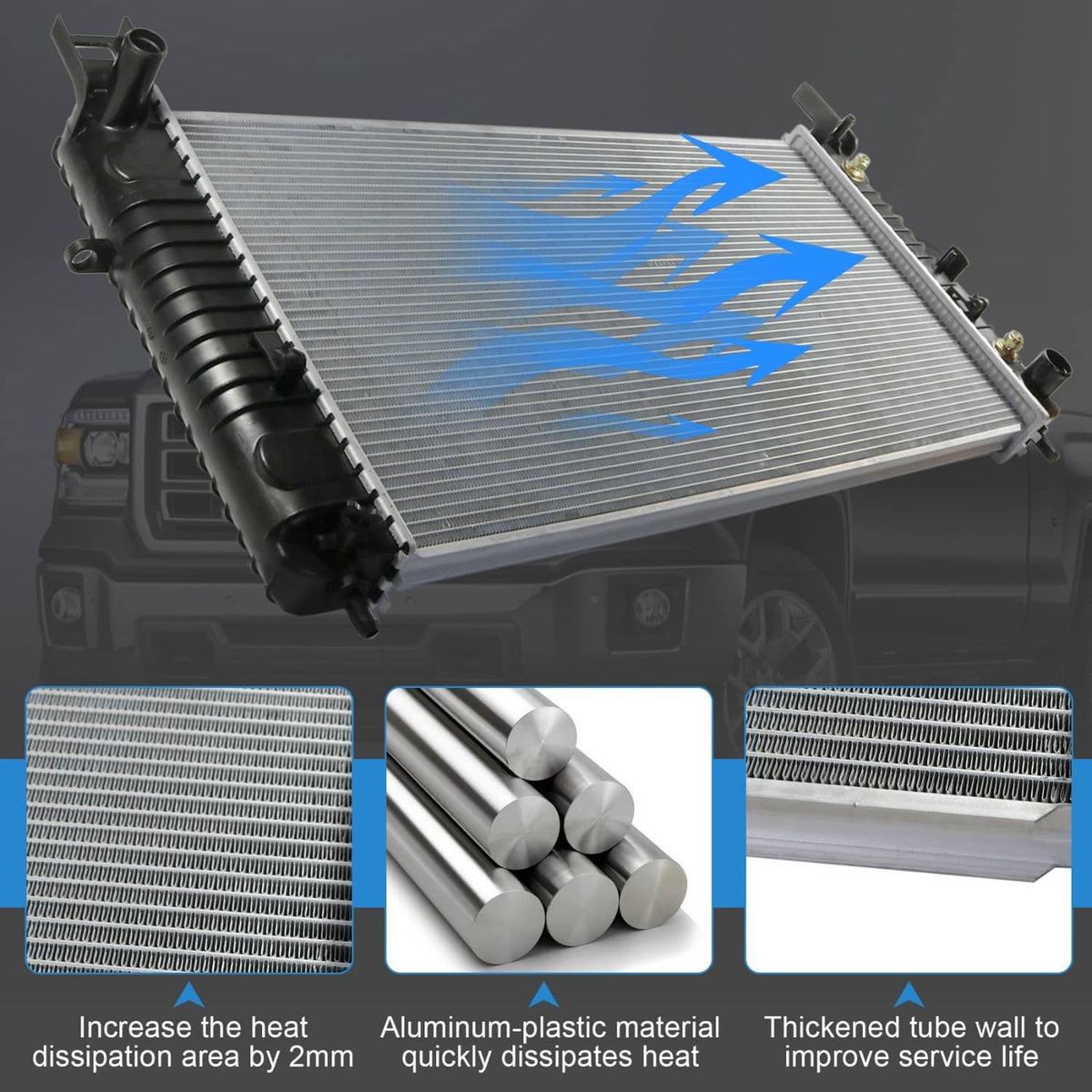Solidspare 34 Inch Core Radiator For Chevy Silverado Suburban Cadillac Avalanche Escalade