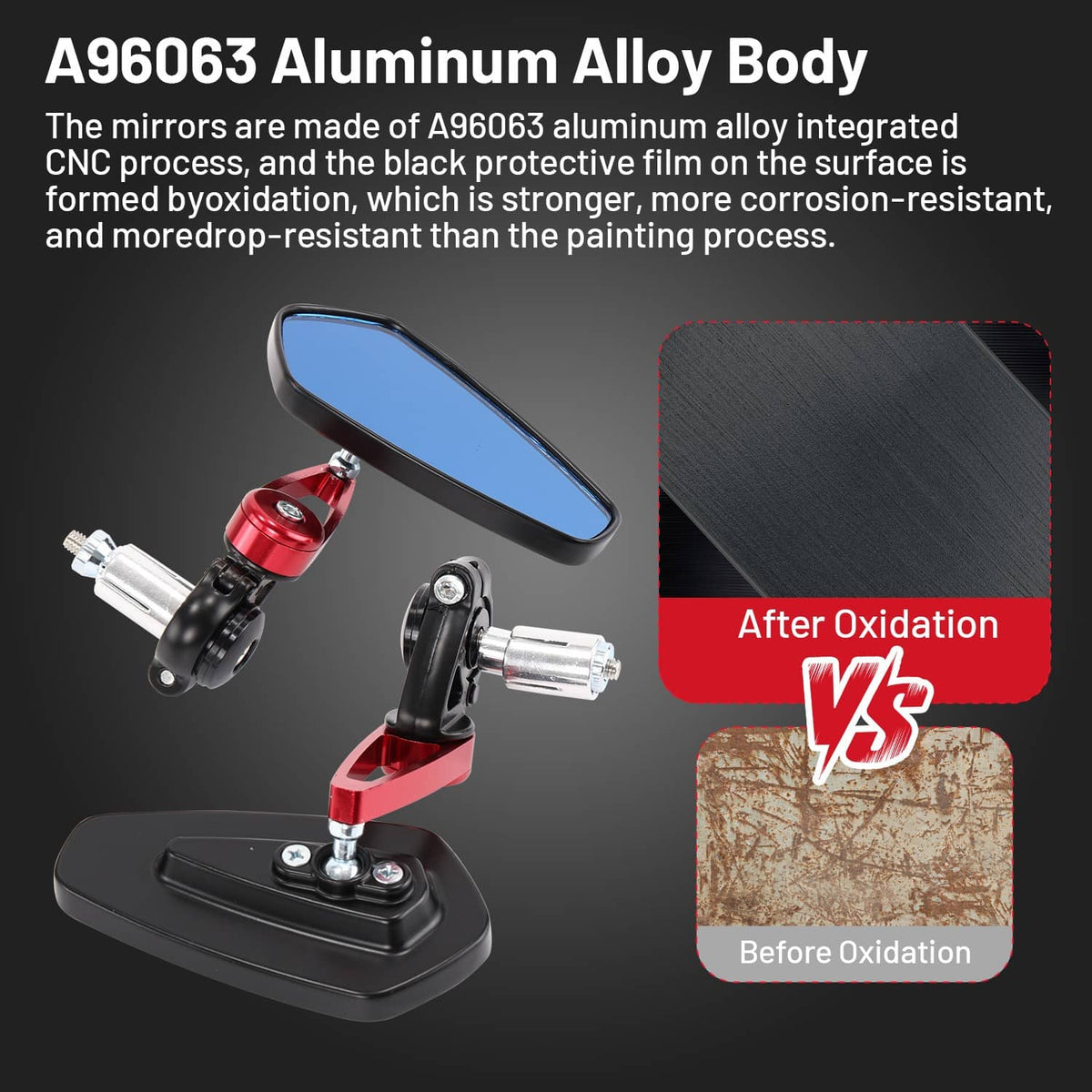 Solidspare 7/8" Motorcycle Rear View Bar End Mirrors For Street Sport Bike Cruiser Scooter
