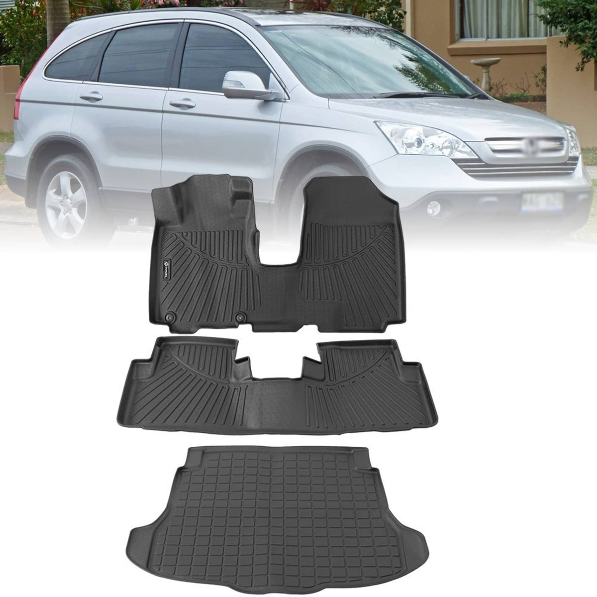 Solidspare Full Set Floor Mats & Cargo Liner Fit for Honda CR-V CRV 2007-2011 Waterproof