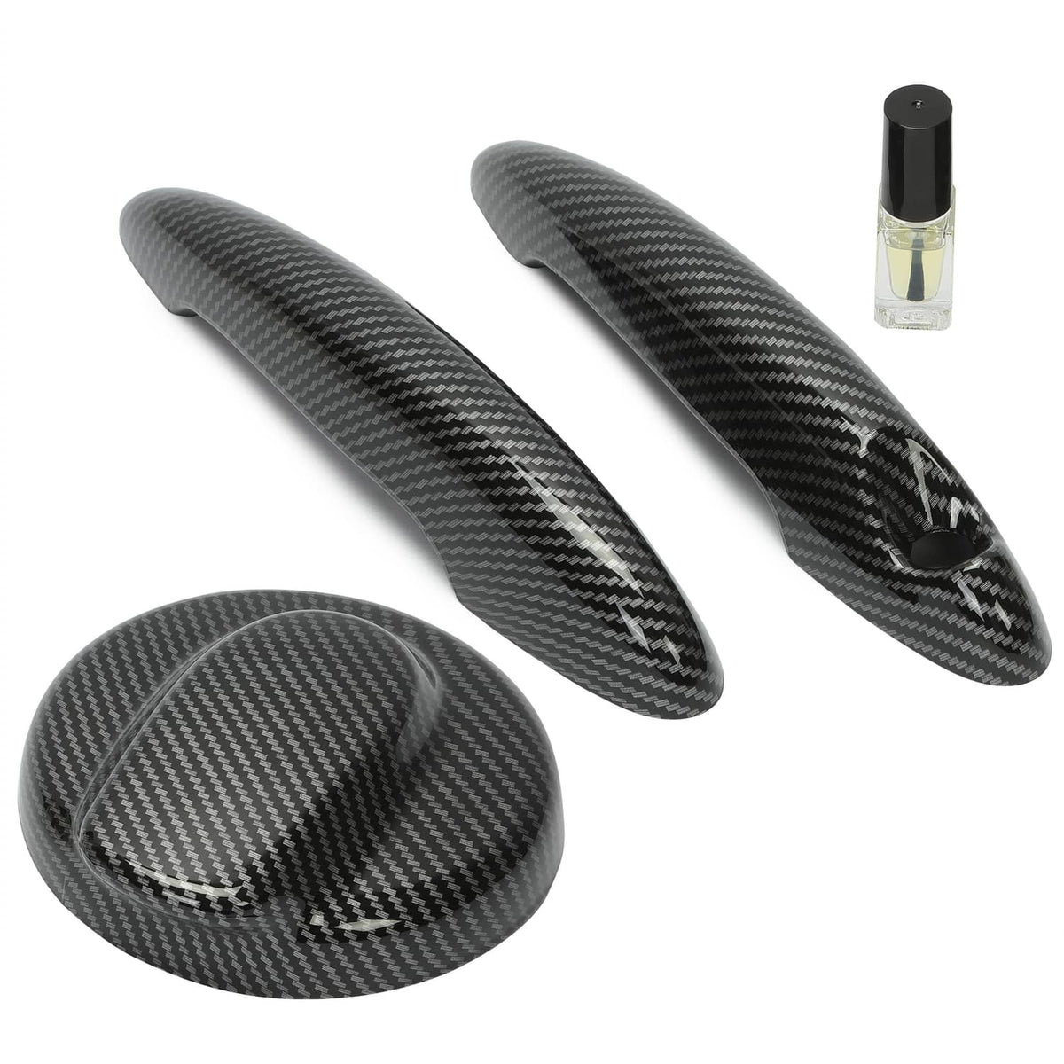Solid Spare For MINI R50 R55 R56 Cooper S 06-14 Carbon Style Door Handle Covers+Gas Tank Cap