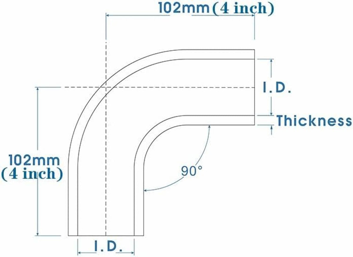 Solidspare Black Silicone Hose Elbow Coupler Joiner Pipe 2.5" to 2.5" 90° Degree Leg 102mm