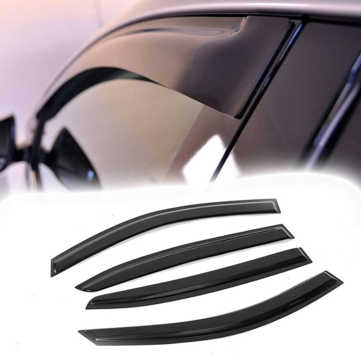 Solidspare Window Visor Rain Guard Vent For Honda Accord 2008-2012 Wavy Mugen Style Tinted