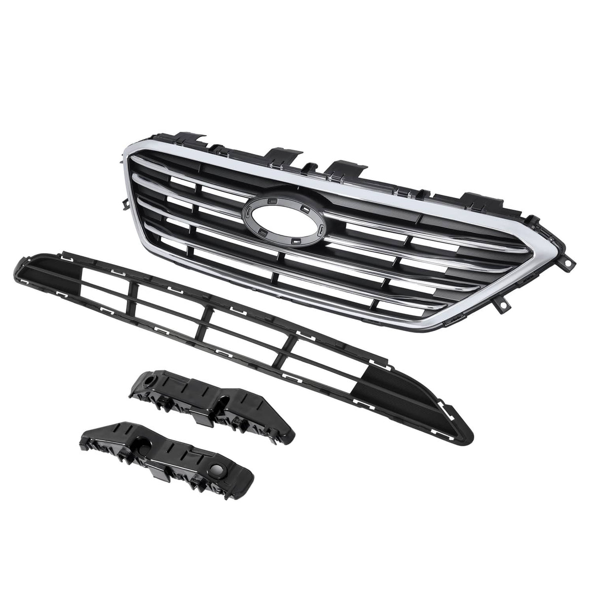 Solid Spare For 2015 2016 2017 Hyundai Sonata Front Upper Lower Grill W/ Bumper Bracket 4Pcs