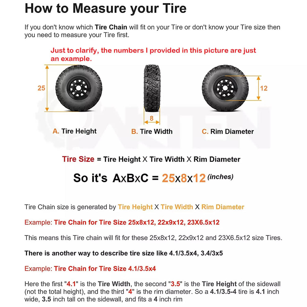 Solid Spare TIRE CHAIN FITS 20x8.00x8 20x8.0x8 20x8x8 for Snow Blowers Lawn & Garden Tractor