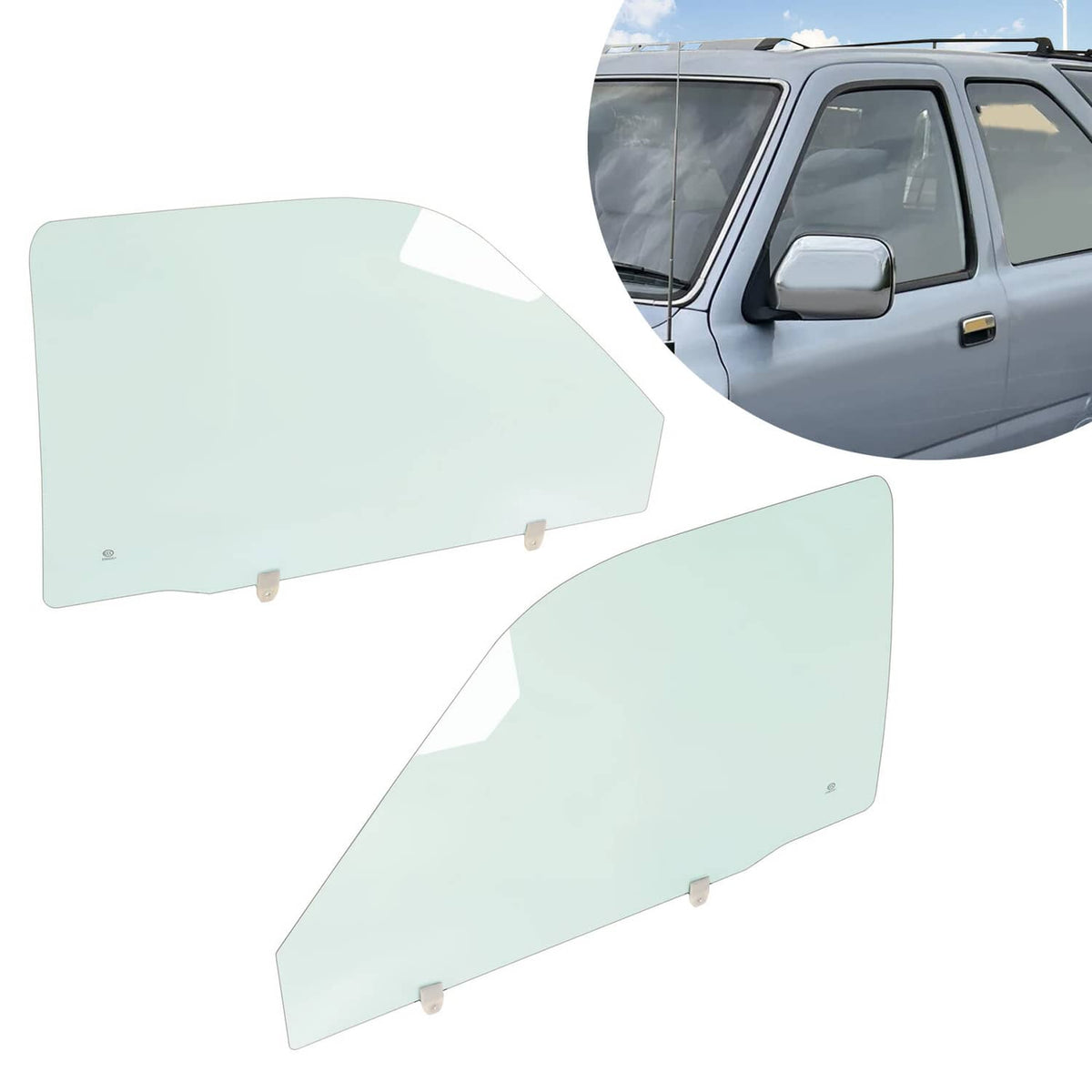 Solid Spare For Toyota Pickup 89-95 Left & Right Front Door Window Tempered Glass W/O VENT