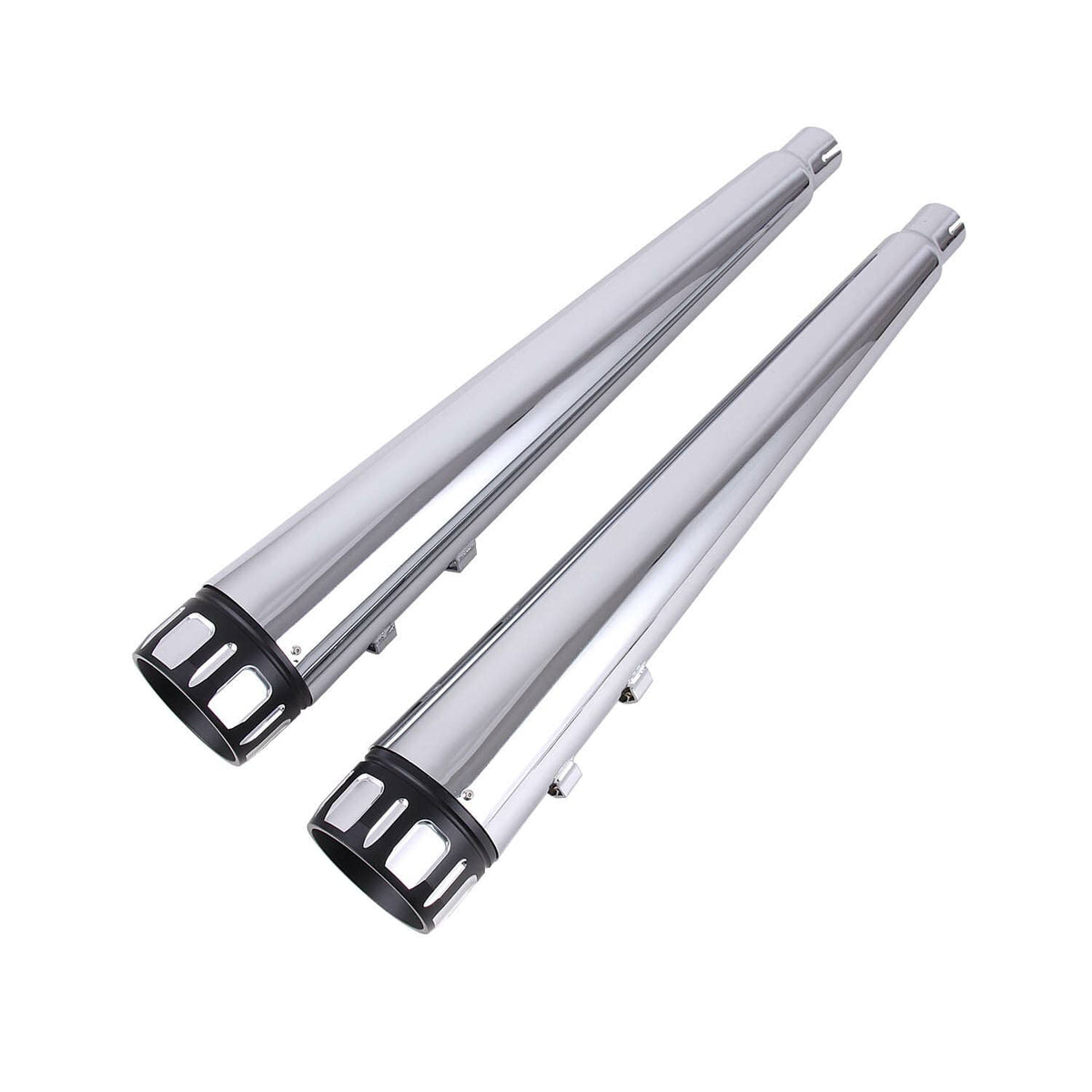 Solidspare 4" CHROME MEGAPHONE SLIP-ON MUFFLERS EXHAUST PIPES FOR HARLEY TOURING BAGGERS