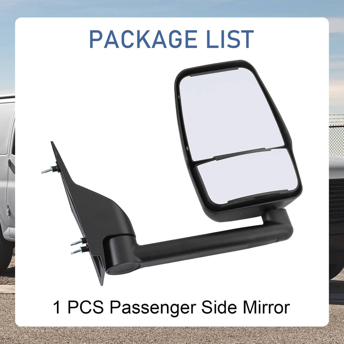 Solidspare LH + RH Pair Manual Tow Mirrors For 2003-2017 Chevy Express Savana Van Smooth