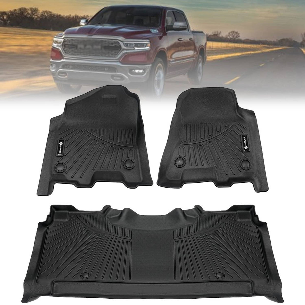 Solidspare For 2019-2026 Dodge Ram 1500 Crew Cab (NOT Classic Models) TPE Floor Mats Set