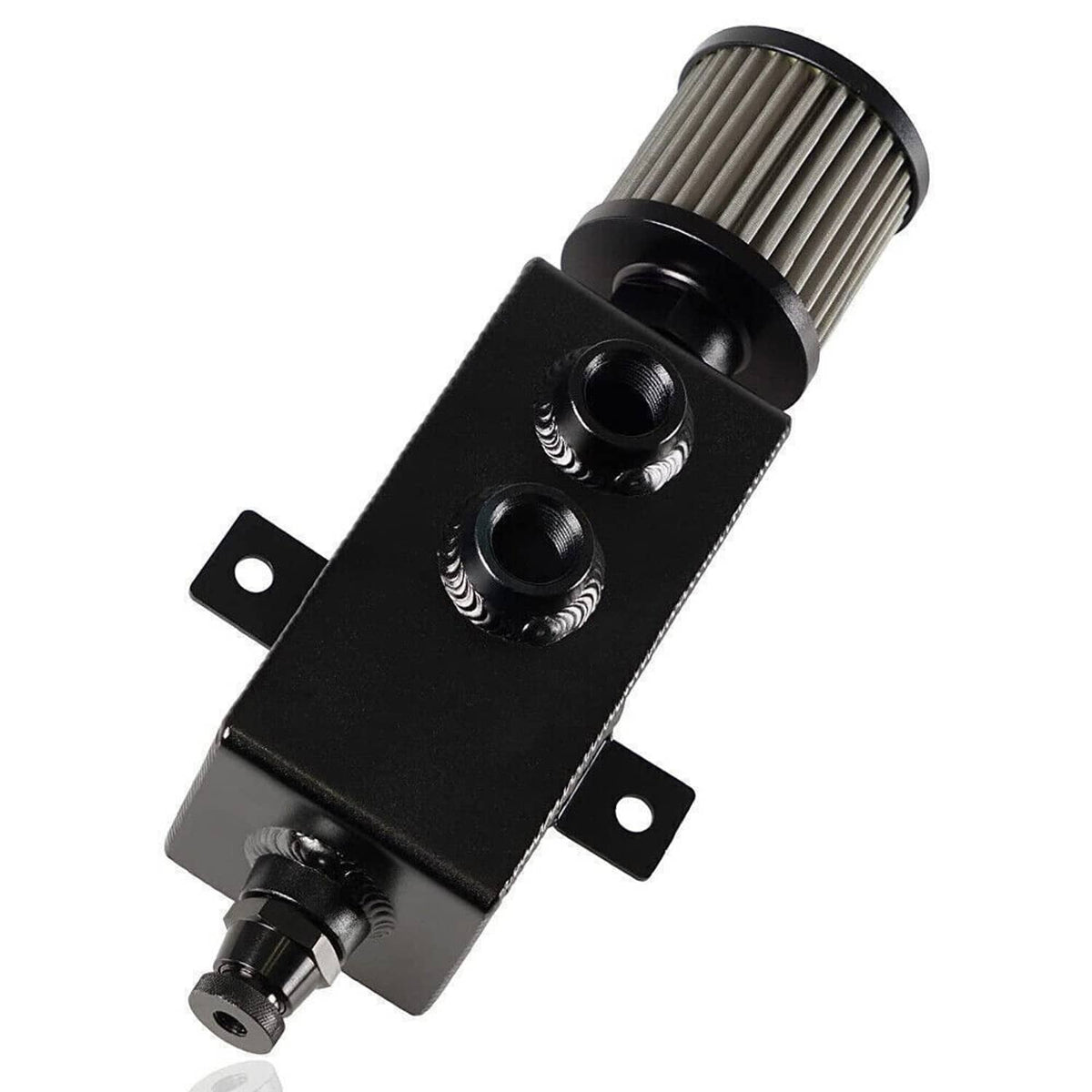 Solidspare Aluminum 1L Oil Catch Can Reservoir Tank & Breather Filter Baffled 10AN Fitting