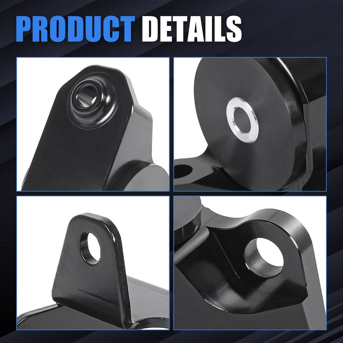 Solidspare 2-Bolt Engine Motor Mount Kit For 1996-2000 Civic B/D-Series Billet Aluminum