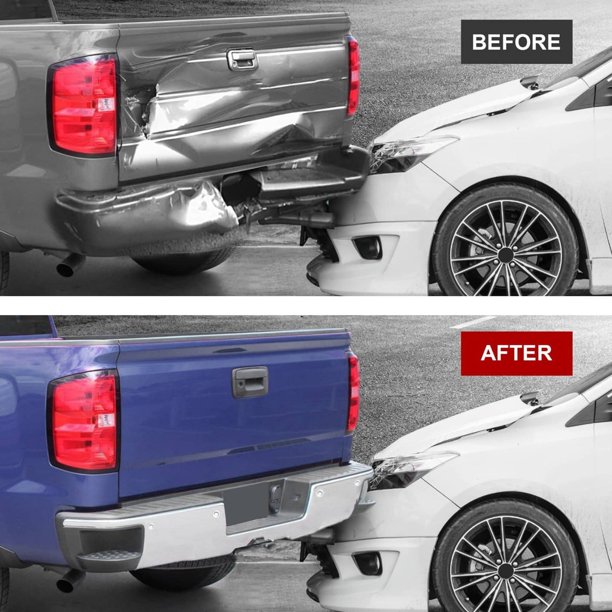 Solidspare Chrome Rear Bumper & Sensor Holes Fits Chevy Silverado GMC Sierra 1500 2014-2018