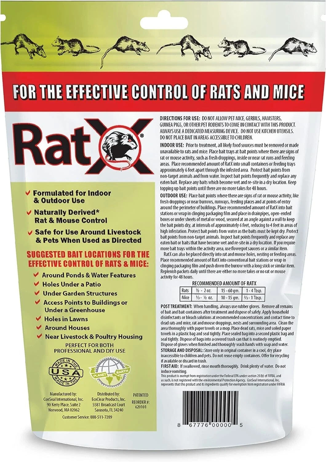 (2) EcoClear Products RatX All-Natural Non-Toxic Humane Rat and Mouse Rodent