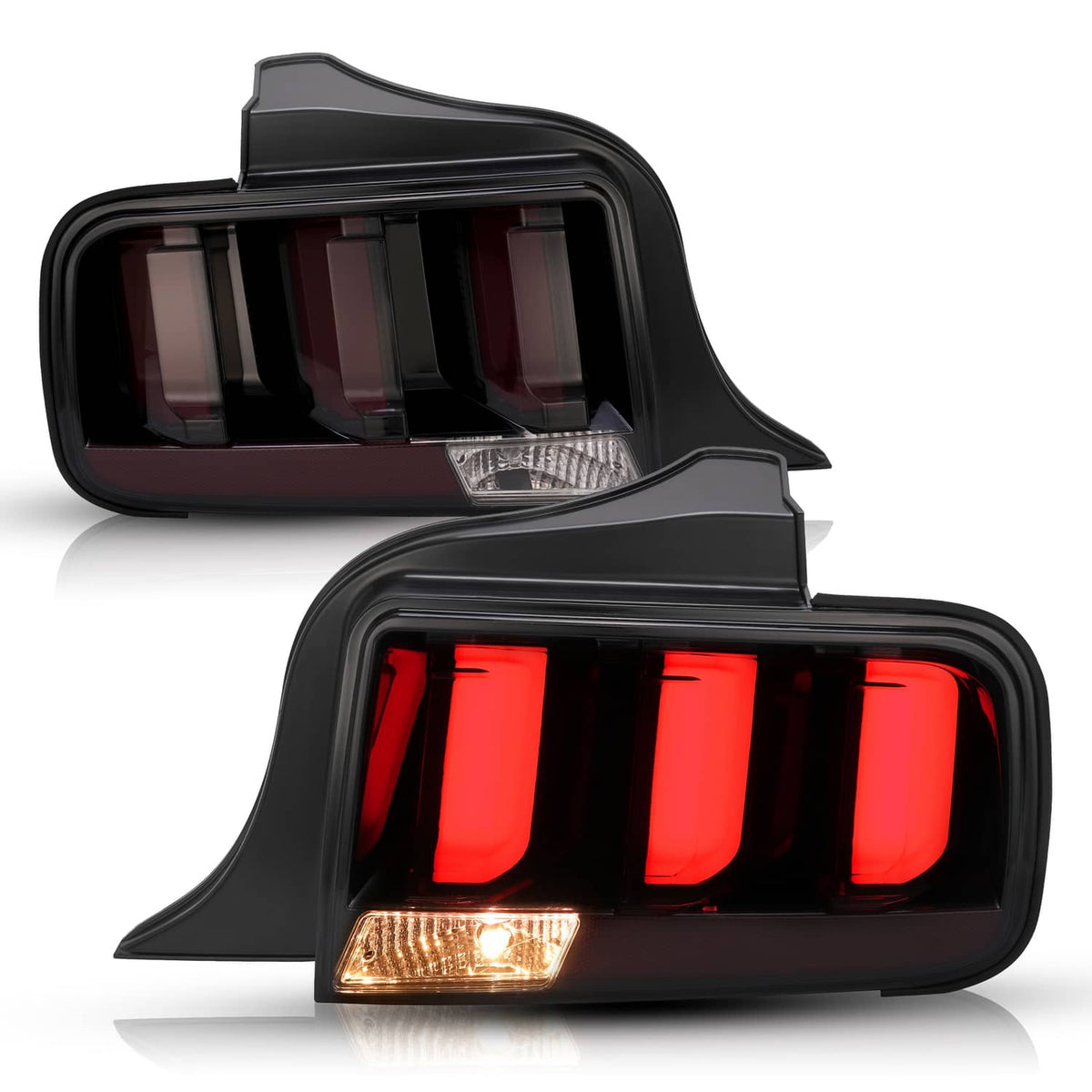 Solid Spare Pair LED Tube Signal Brake Lamps Smoked Tail Lights For 2005-2009 Ford Mustang