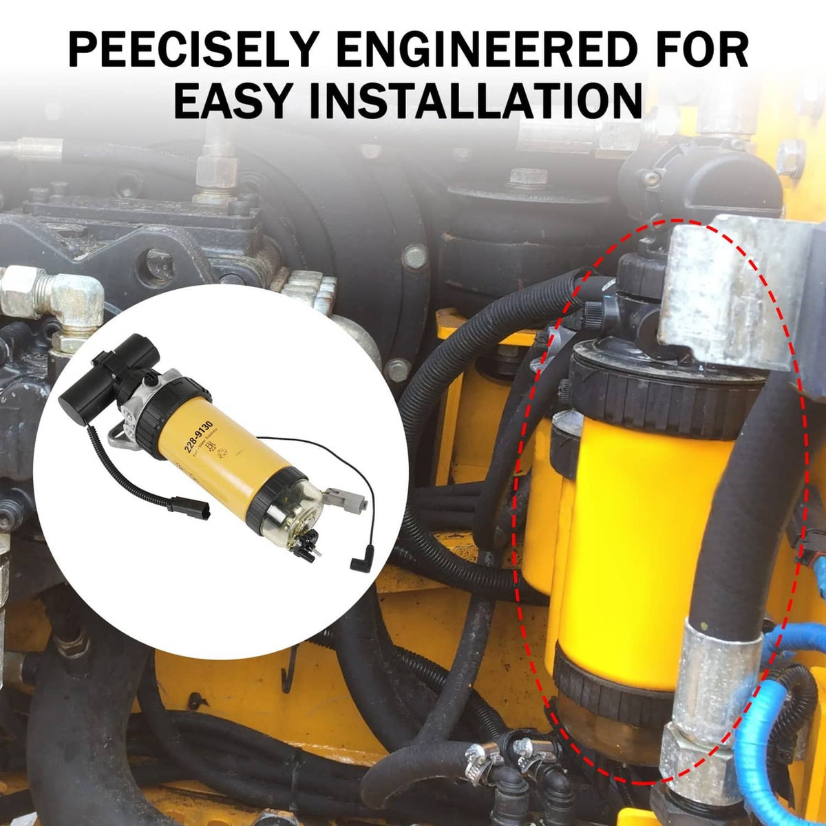 Solidspare 228-9129 Fuel Pump & Fuel Filter Assy for CAT 3054 3046 Loader 414E 416E 420E