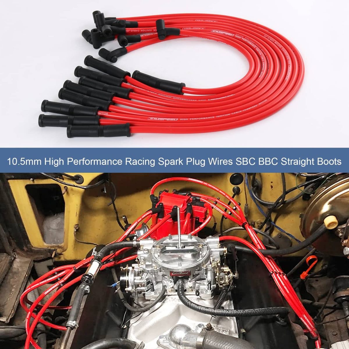 Solidspare HEI Spark Plug Wires Set 90 to Straight For Chevy SBC BBC 350 383 400 454 V8