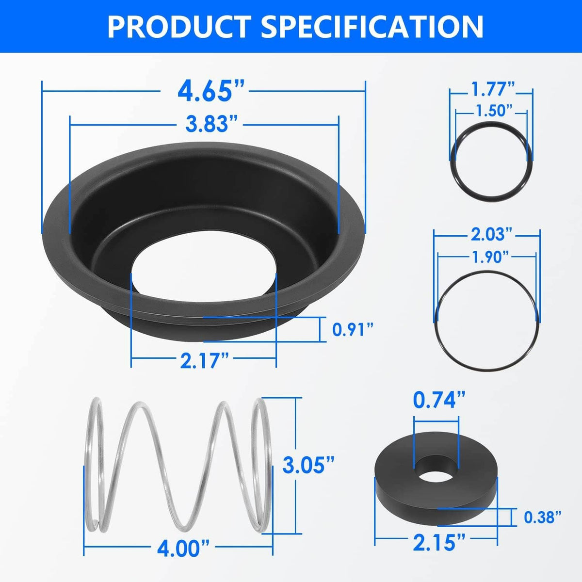 Solidspare RK212-375R Relief Valve Rubber Kit for 2-1/2"-6" Model 375/375A/375AST/475/475V