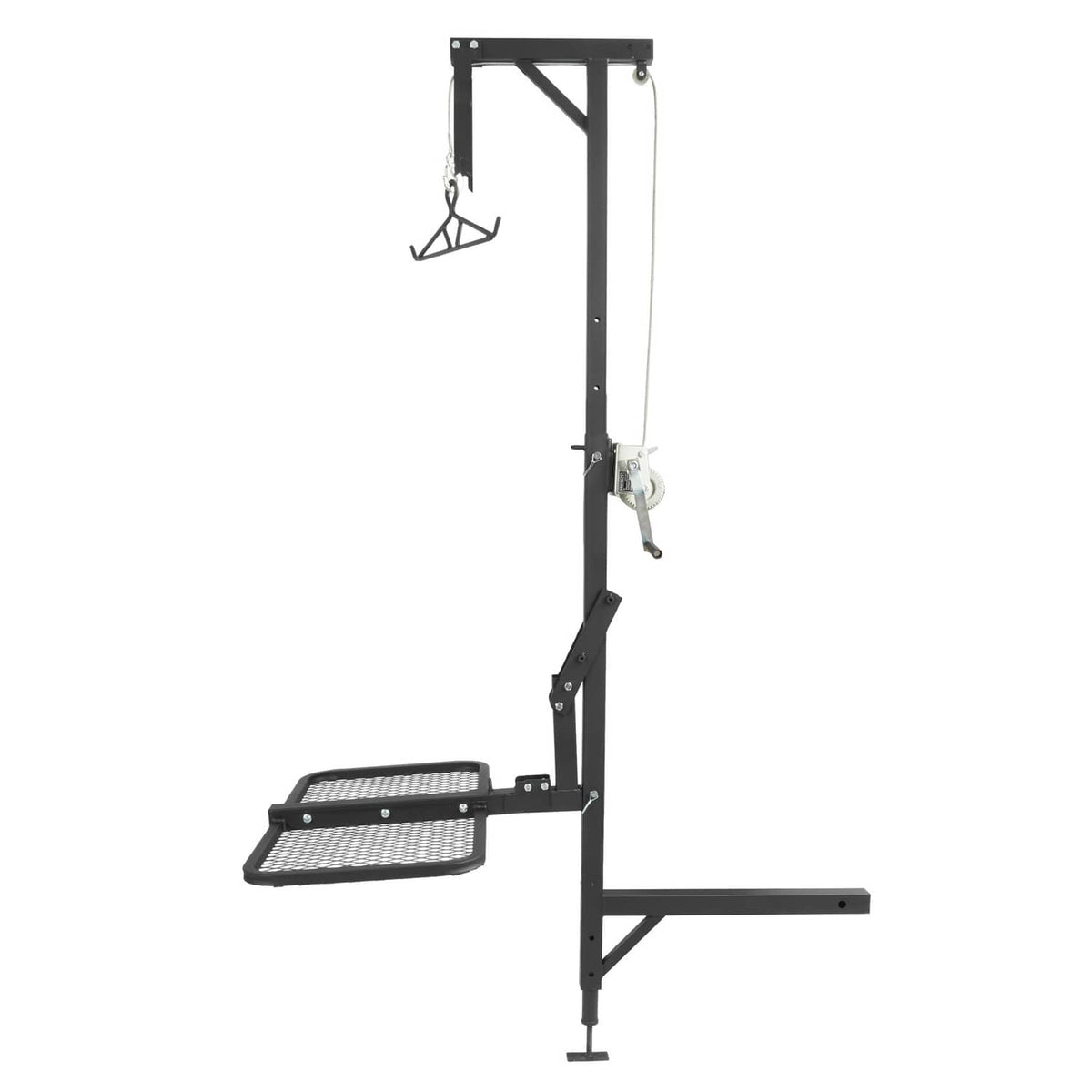 Solid Spare 400lbs 360° Swivel Hitch Mount Deer Hanger Game Hoist w/ Lifting System Platform