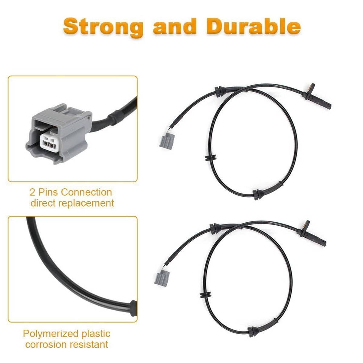 Solid Spare 2Pcs ABS Wheel Speed Sensor for Nissan Rogue 2014-2020 Front Driver Passenger EA