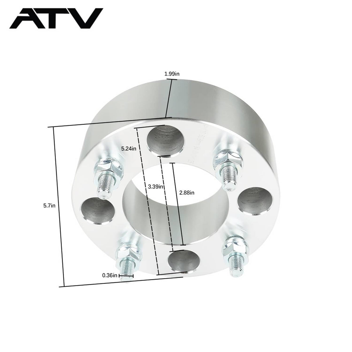 Solidspare 4× Wheel Spacers 4x110 2" 74mm M10x1.25 Silver For Honda Rincon 680 2006-2016