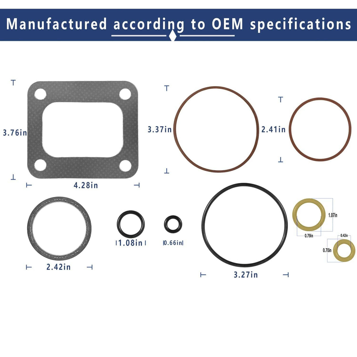 Solid Spare 72468 Turbo Mounting Gaskets & Turbo Pedestal O-Ring Seal Gaskets for Ford 7.3L