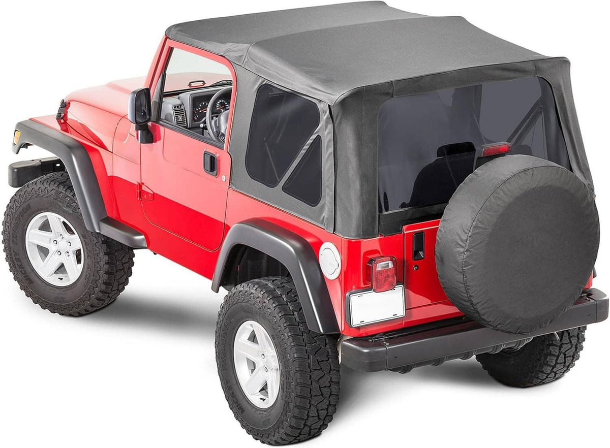 Solidspare 4Pcs For 1997-2006 Jeep Wrangler TJ Premium Rear Soft Top + Upper Skins