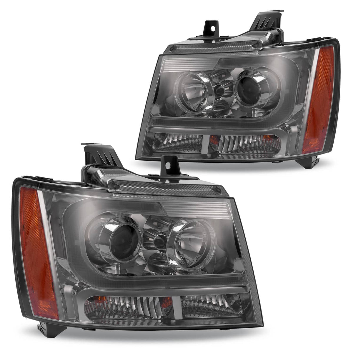 Solid Spare Headlights For Avalanche/Suburban/Tahoe 2007-2014 LED Bar LH+RH Projector