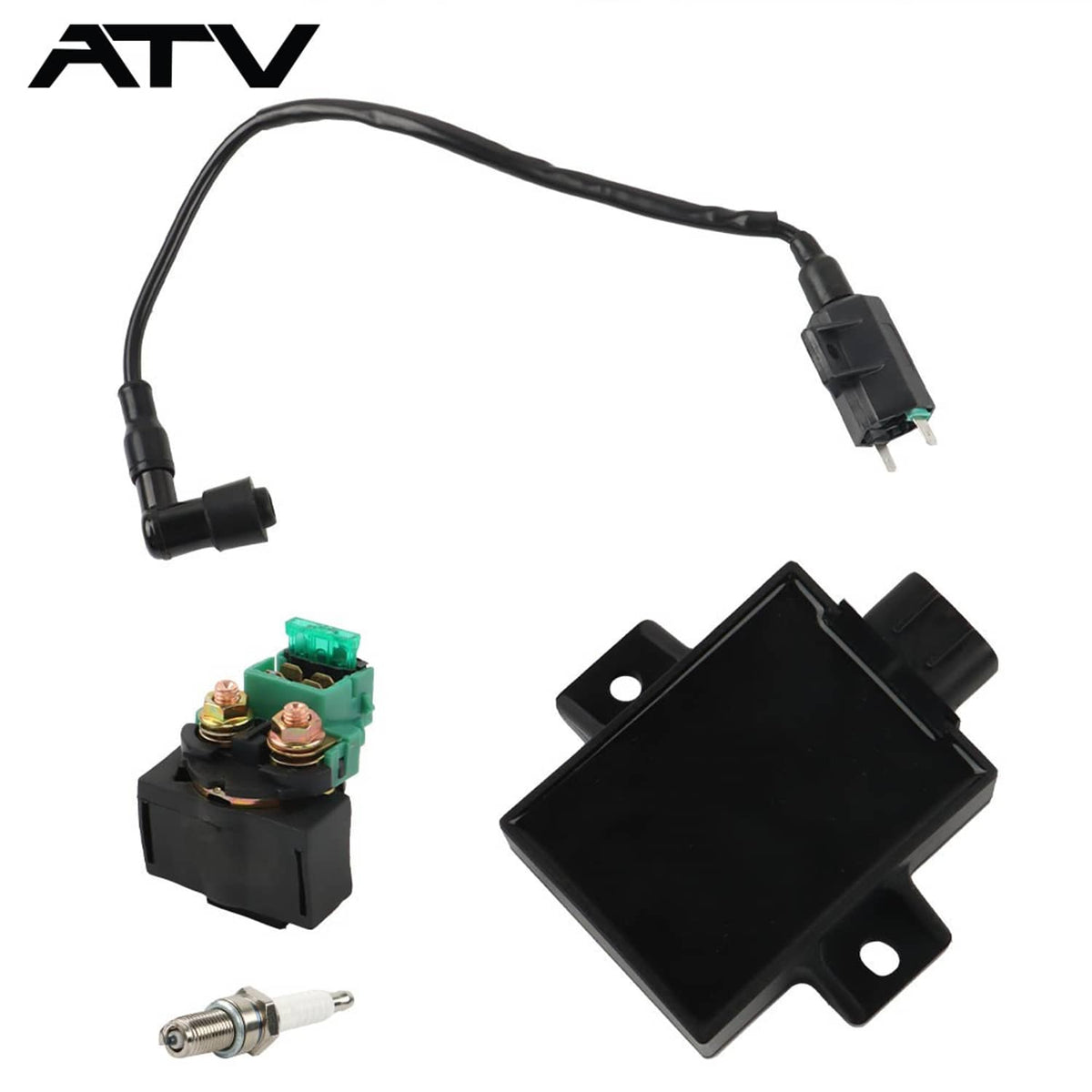 Solidspare Ignition Coil + CDI &Starter Solenoid Relay For Kawasaki Bayou 220 KLF220A 96-02