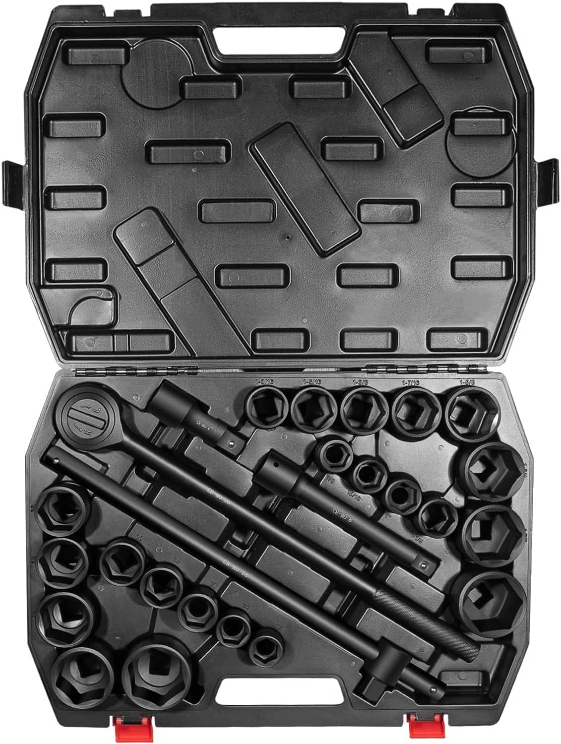Solid Spare 3/4" Drive Deep Impact Socket Set 27Pcs SAE 7/8"-2" Metric 22-50 MM Standard Kit