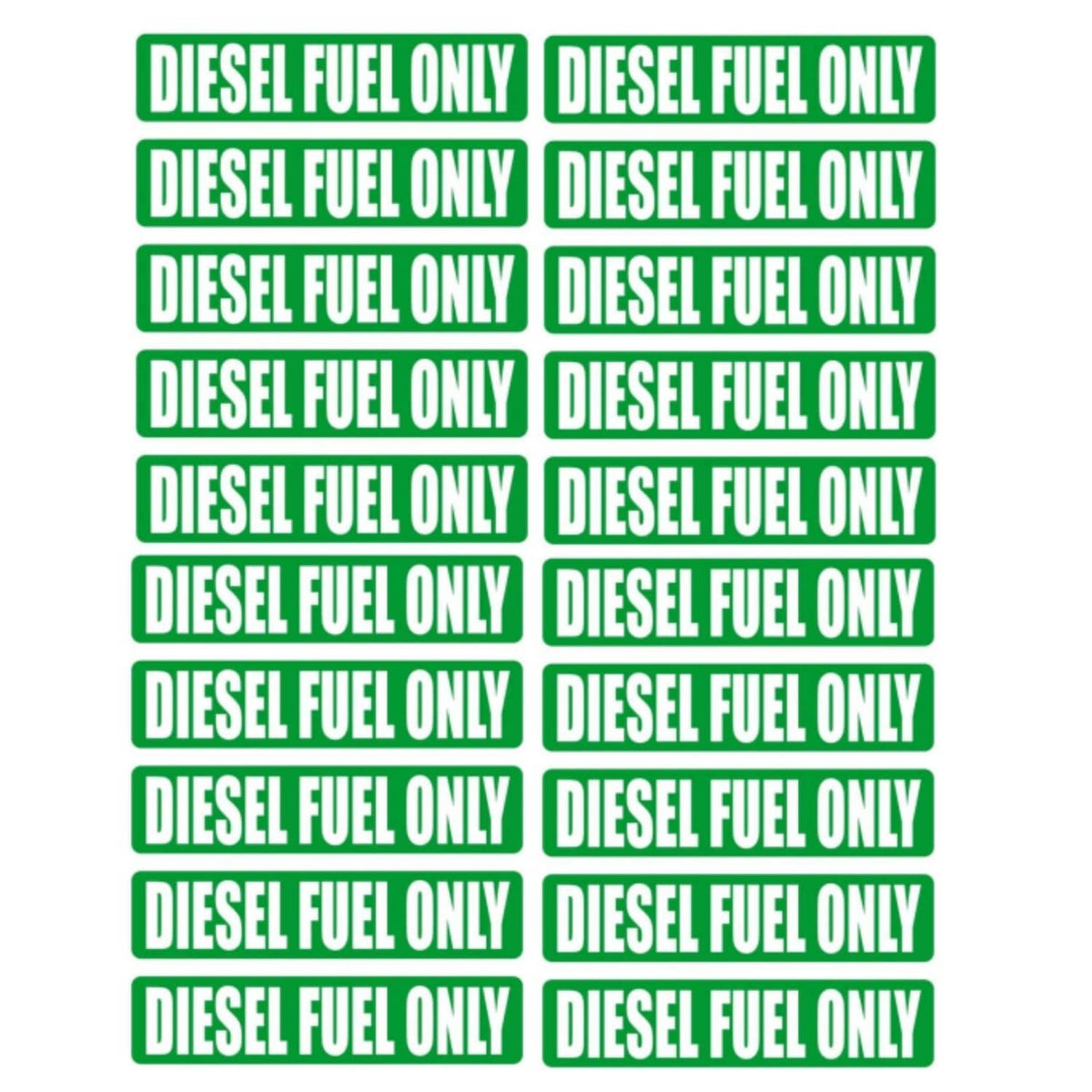Solid Spare 20-pack DIESEL FUEL ONLY Vinyl Decals | Stickers | Turbo Barrell Labels Markers