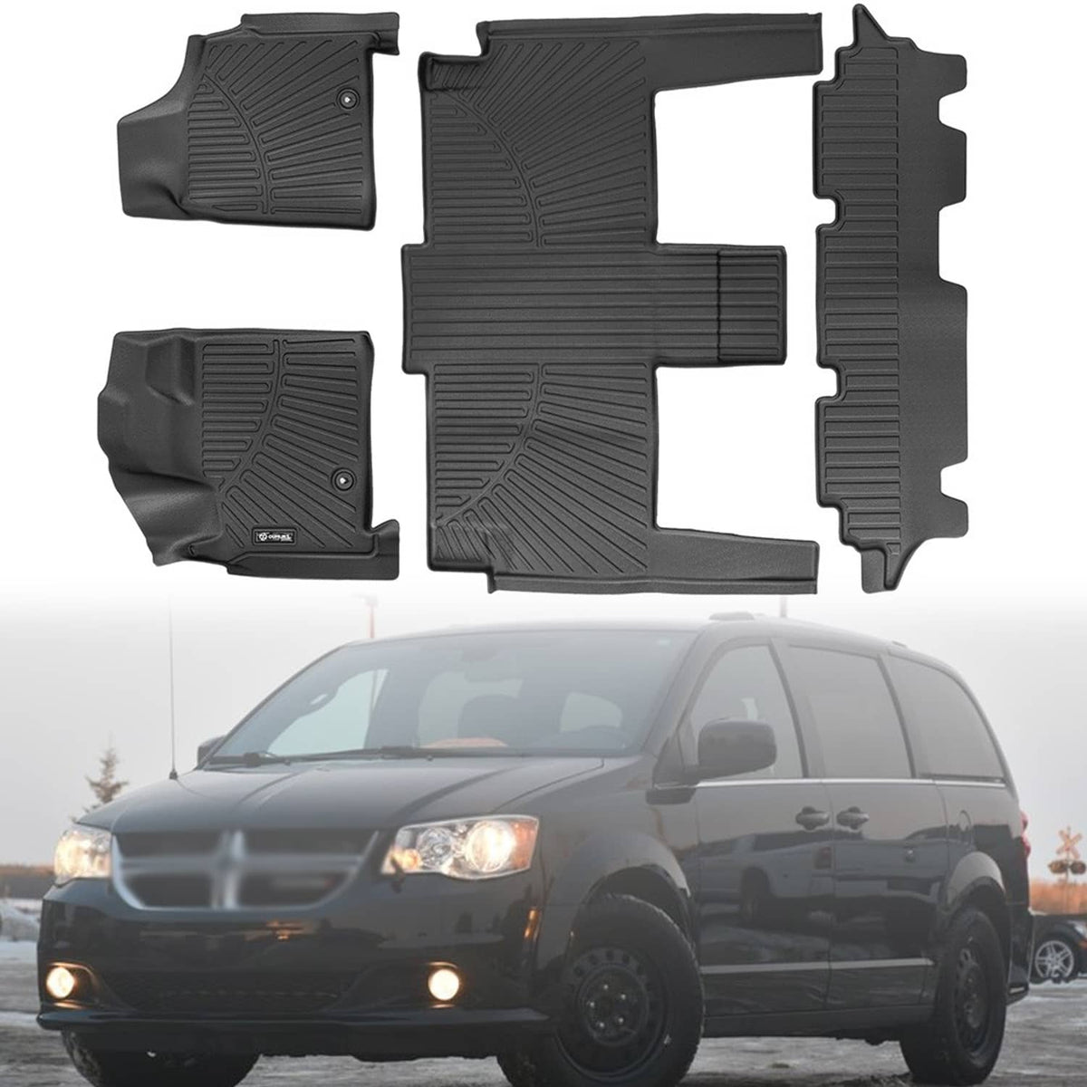 Solidspare For 2008-2016 Chrysler Town & Country Grand Caravan 7 Seats Floor Mats Liner