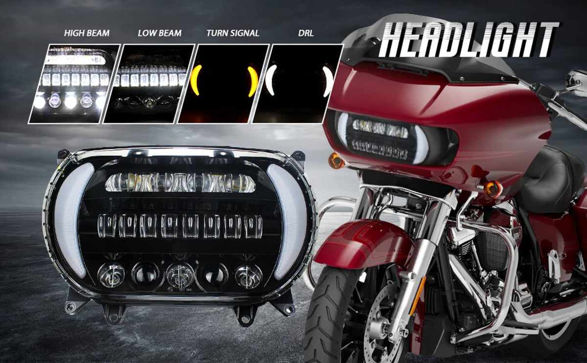 Solidspare Plug&Play For Harley Road Glide 2015-2024 LED Headlight DRL with High/Low Beam