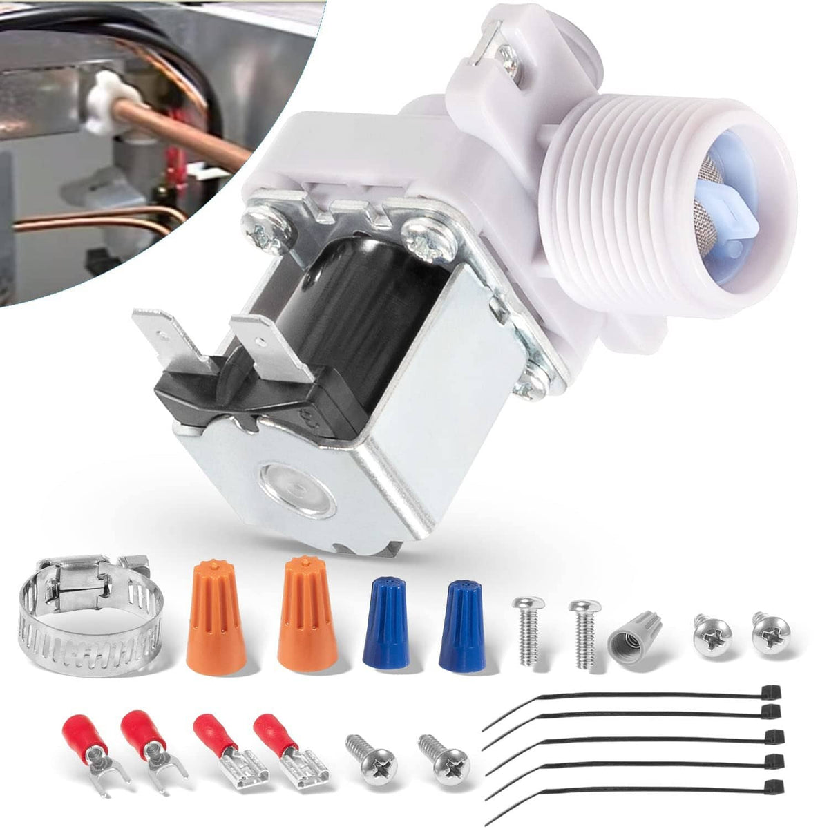 Solid Spare For Hoshizaki 3U0111-01 Water Valve, 120V, 60HZ, w/Mounting Nuts, J248-030