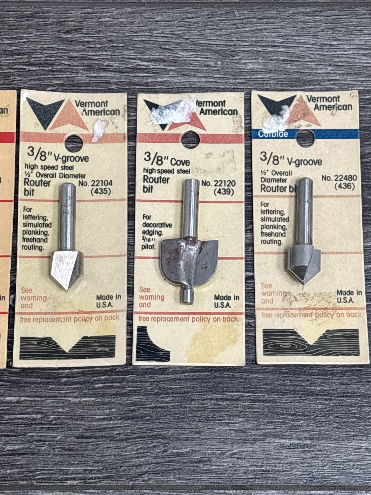 6pc Vermont American 3/8" Shank Router Bit Set - Made In USA
