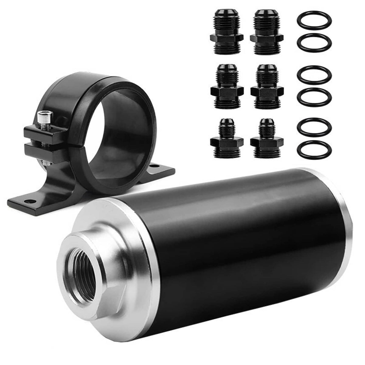 Solidspare High Flow Inline Fuel Filter 100 Micron Cleanable AN6 AN8 AN10 Adapter Universal