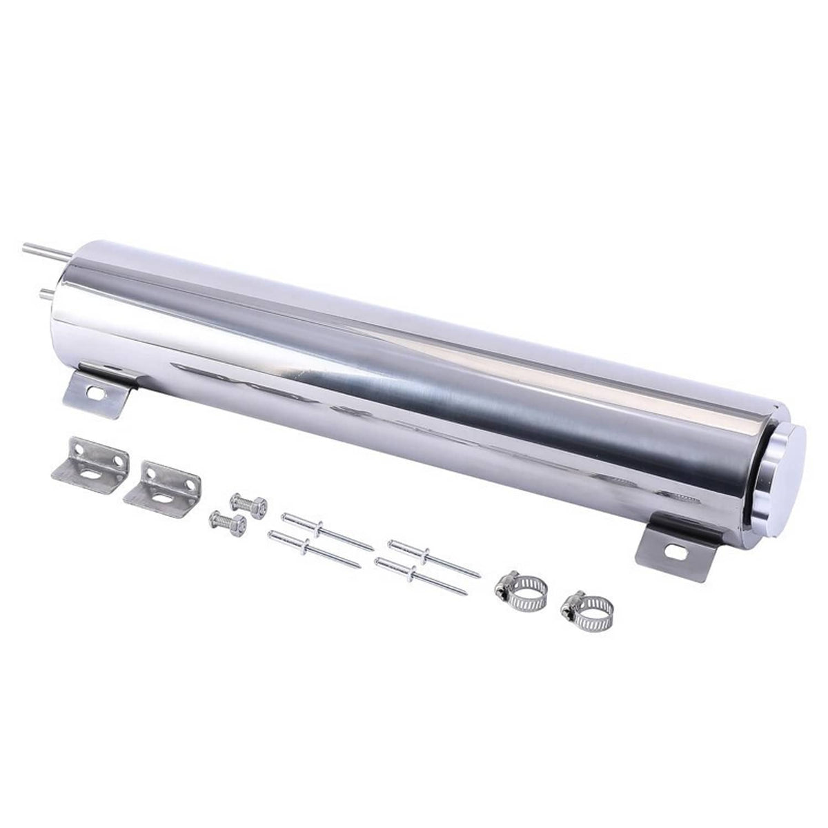 Solidspare 3" x 16" Polished Stainless Steel Radiator Coolant Overflow Catch Puke Tank 50OZ