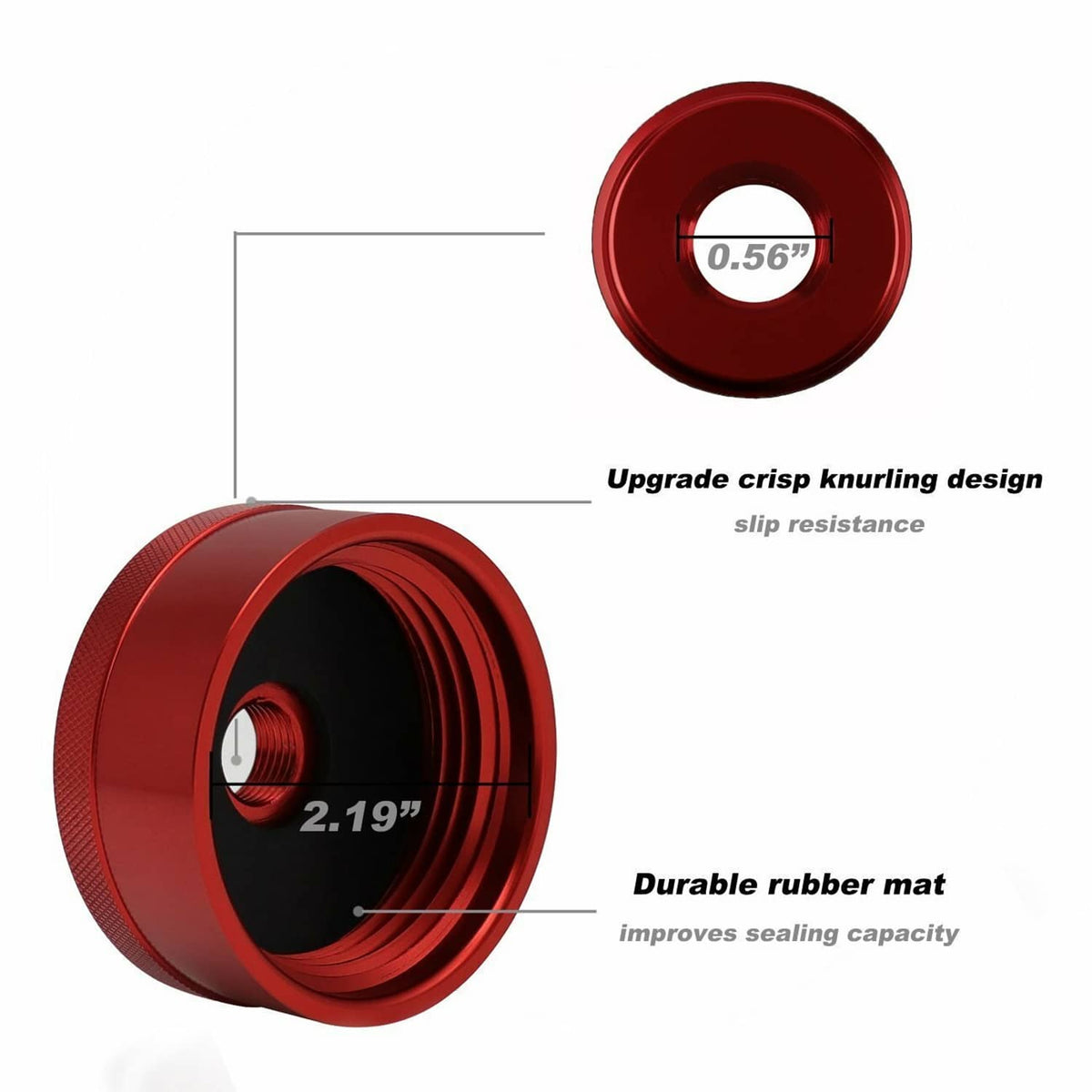 Solid Spare Extended Run Fuel Gas Cap Red For Honda Generator EU2000i EU2200i 1/4"NPT Line