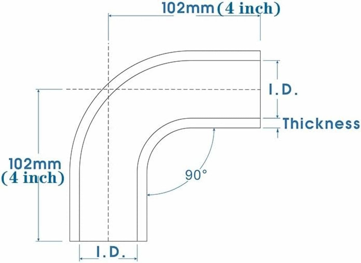 Solidspare New Silicone Hose Elbow Coupler Joiner Pipe 2.5" to 2.5" 90° Degree Leg 102mm