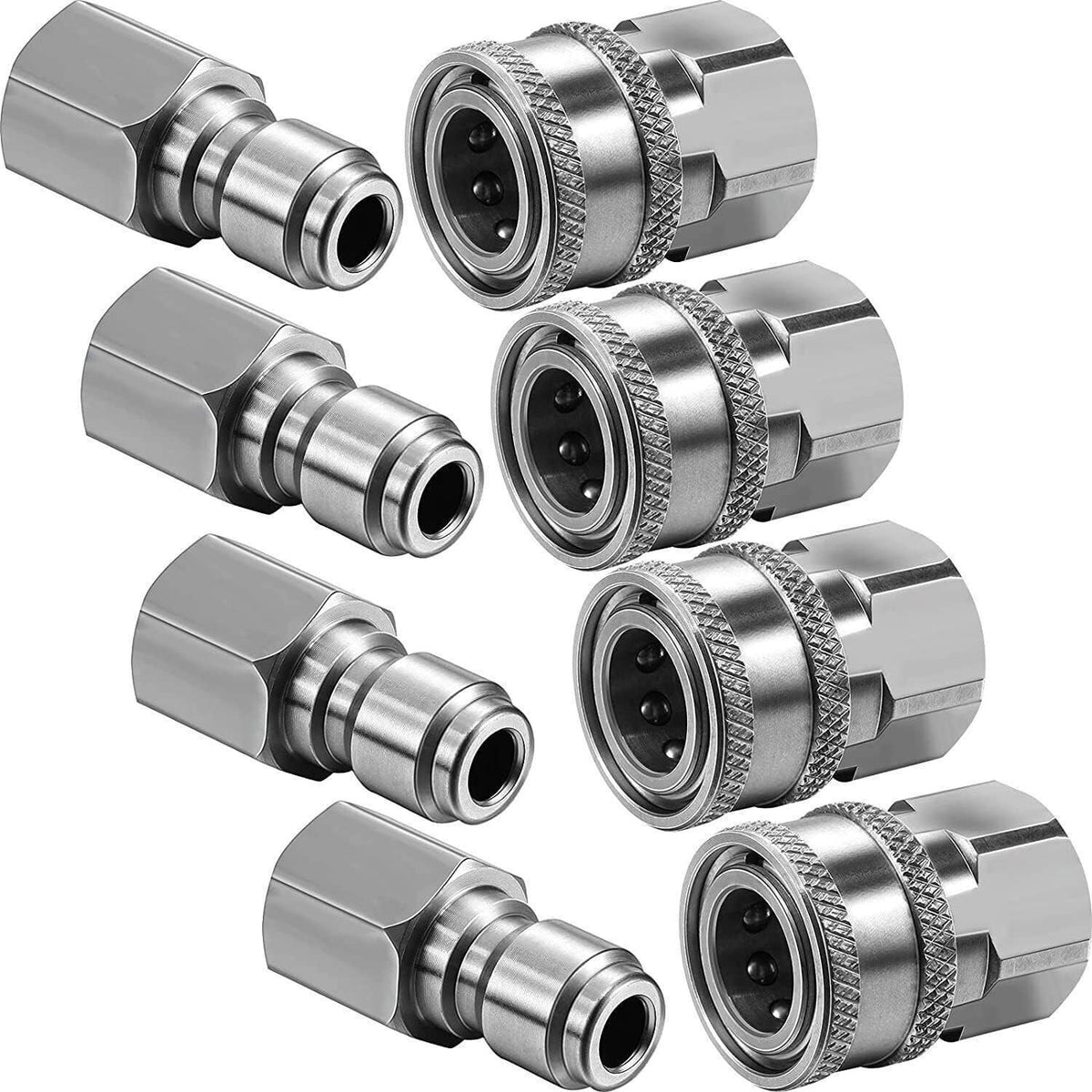 Solidspare 4 Sets NPT 3/8 Inch Stainless Steel Male and Female Quick Connector Kit Pressure