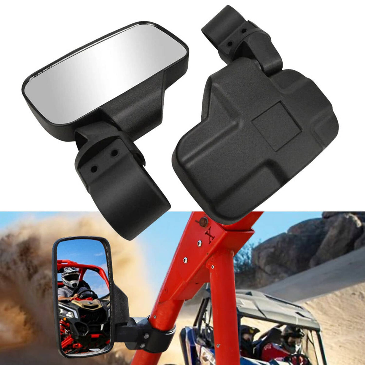 Solidspare For Kawasaki Mule 600 610 Mule SX Foldable UTV 1.75" - 2" Rearview Side Mirrors