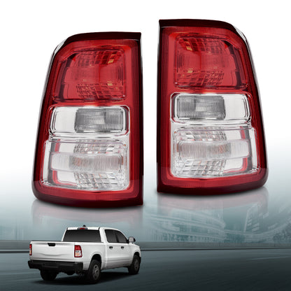 Solid Spare Fit For 2019-2023 Ram 1500 Red & Clear Tail Lights Brake Lamps Assembly LH RH
