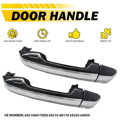 Rear Left and Right Outside Door Handle Black+Chrome For 2010-2021 Lexus GX460