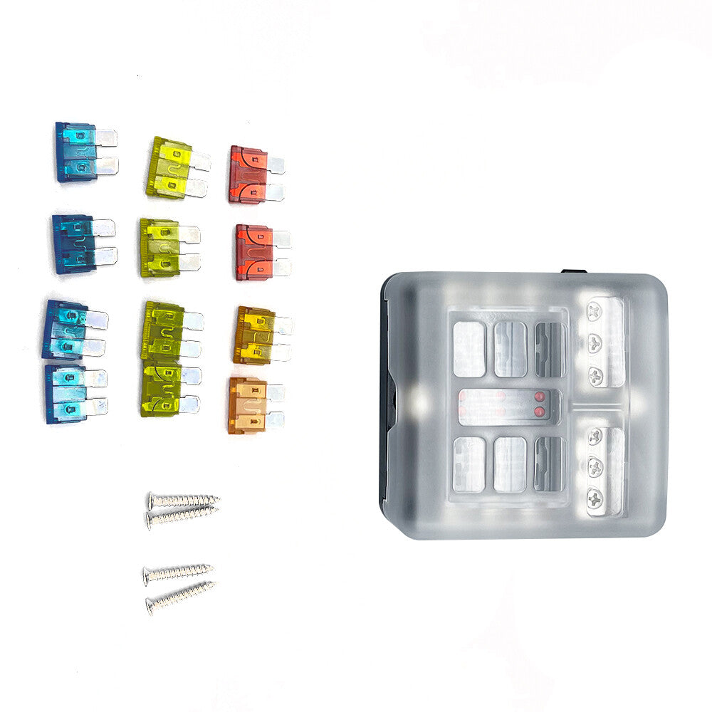 Blade Fuse Box Block Holder 12-24V 6 Way Car Boat Power Distribution Panel Board