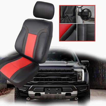 For 2010 -2014 Ford F150 Raptor SVT Black & Red Syn. Driver Leather Seat Cover